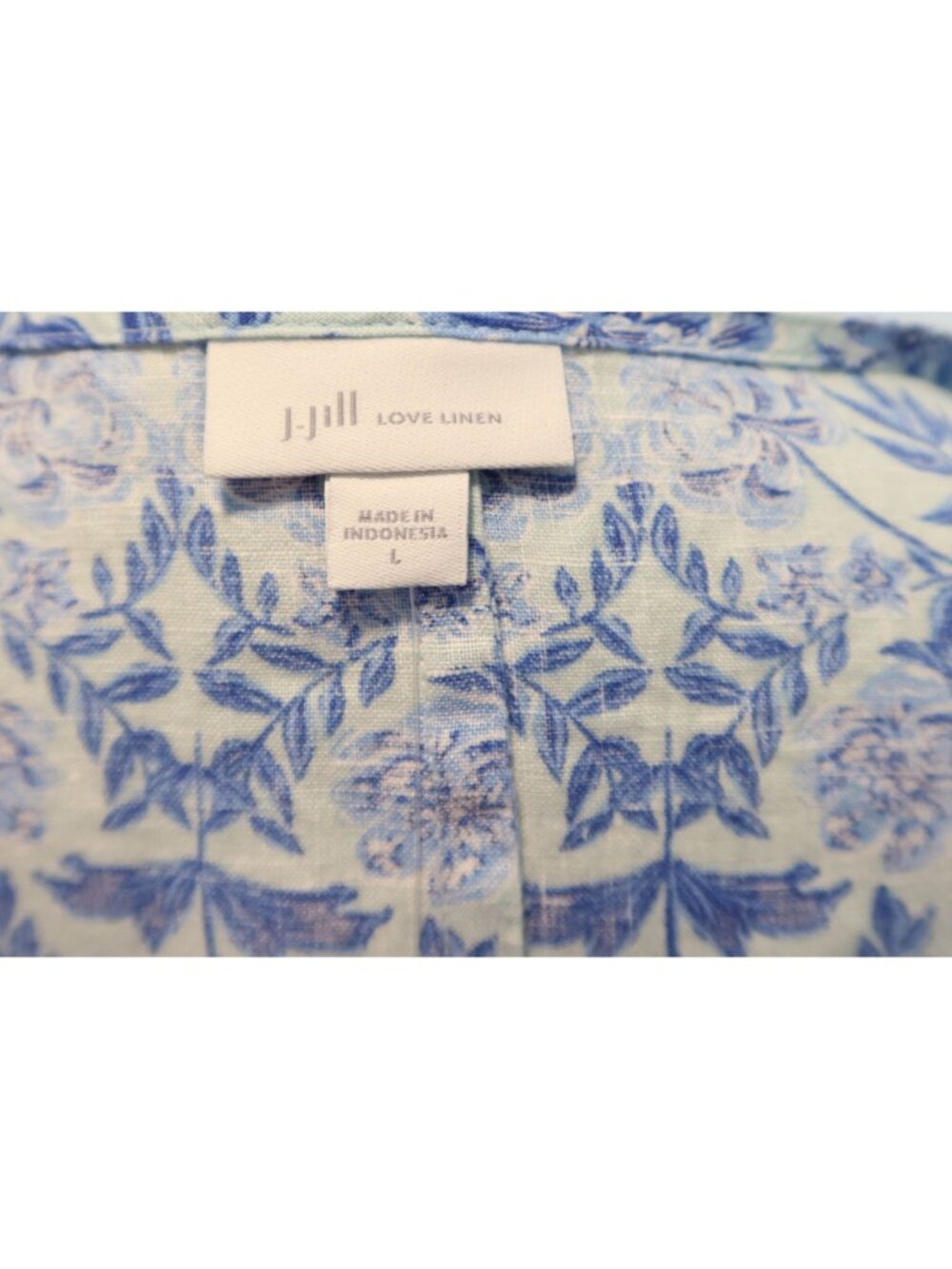 J JILL Love Linen V Neck Maxi Dress Size L NWT Aqua Floral Coastal Summer - Picture 7 of 11